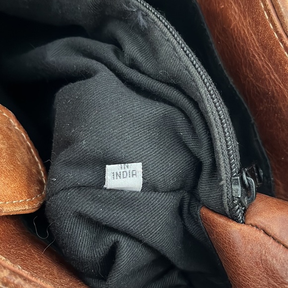 Vintage Southwest style loomed cotton & leather purse with leather tassel - Picture 6 of 11